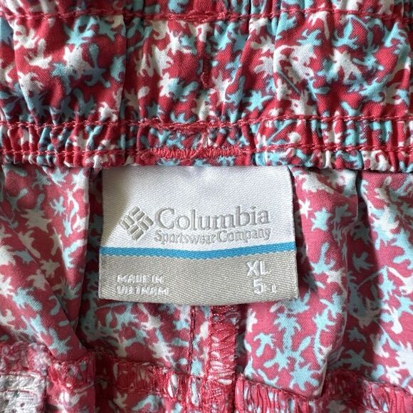 Columbia PFG Swim Trunks Mens XL Blue Red Floral Palm Board Shorts 5" Inseam - Picture 3 of 10